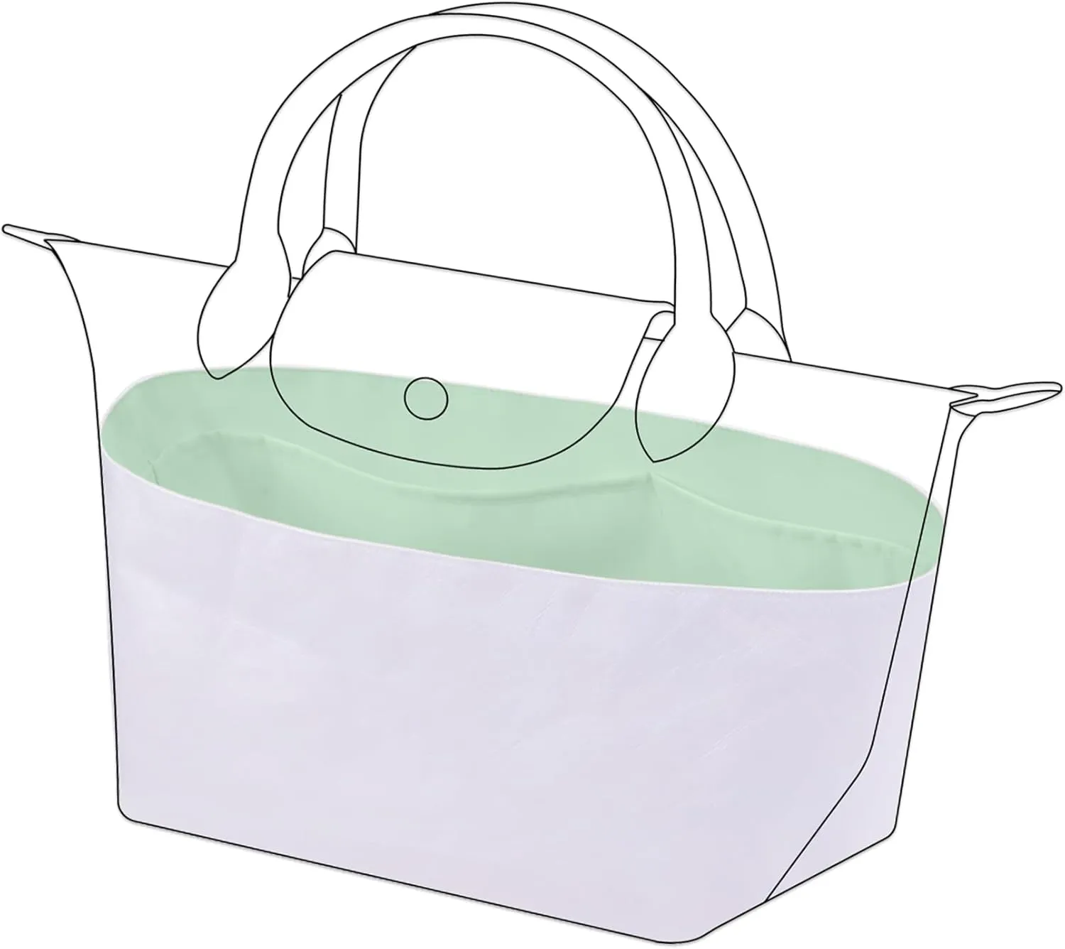 DGAZ Lightweight Purse Organizer Insert for Longchamp LE PLIAGE Xtra Bag,silk and DupontPaper handbag inner for Luxury Bags(Vert Fizz,Le Pliage Xtra XS)