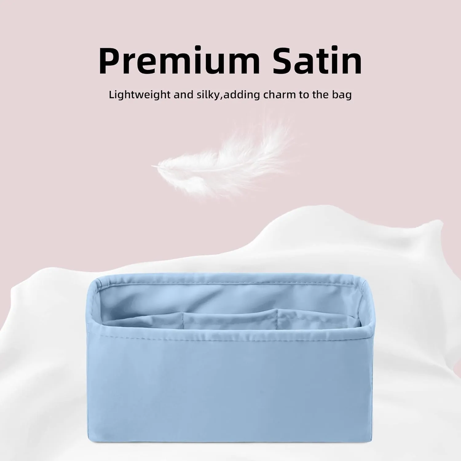 DGAZ Silk Purse Organizer Insert For Lady-Dior Micro/Mini/S/M/L bags，Silky Smooth Bag Organizer，Luxury Handbag & Tote Shaper(Azure,L)