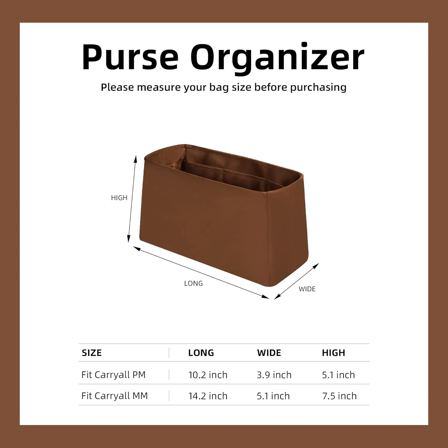 DGAZ Silk Purse Organizer Insert For LV Carryall PM/MM bag，Silky Smooth Bag Organizer，Luxury Handbag & Tote Shaper（Gold，MM）
