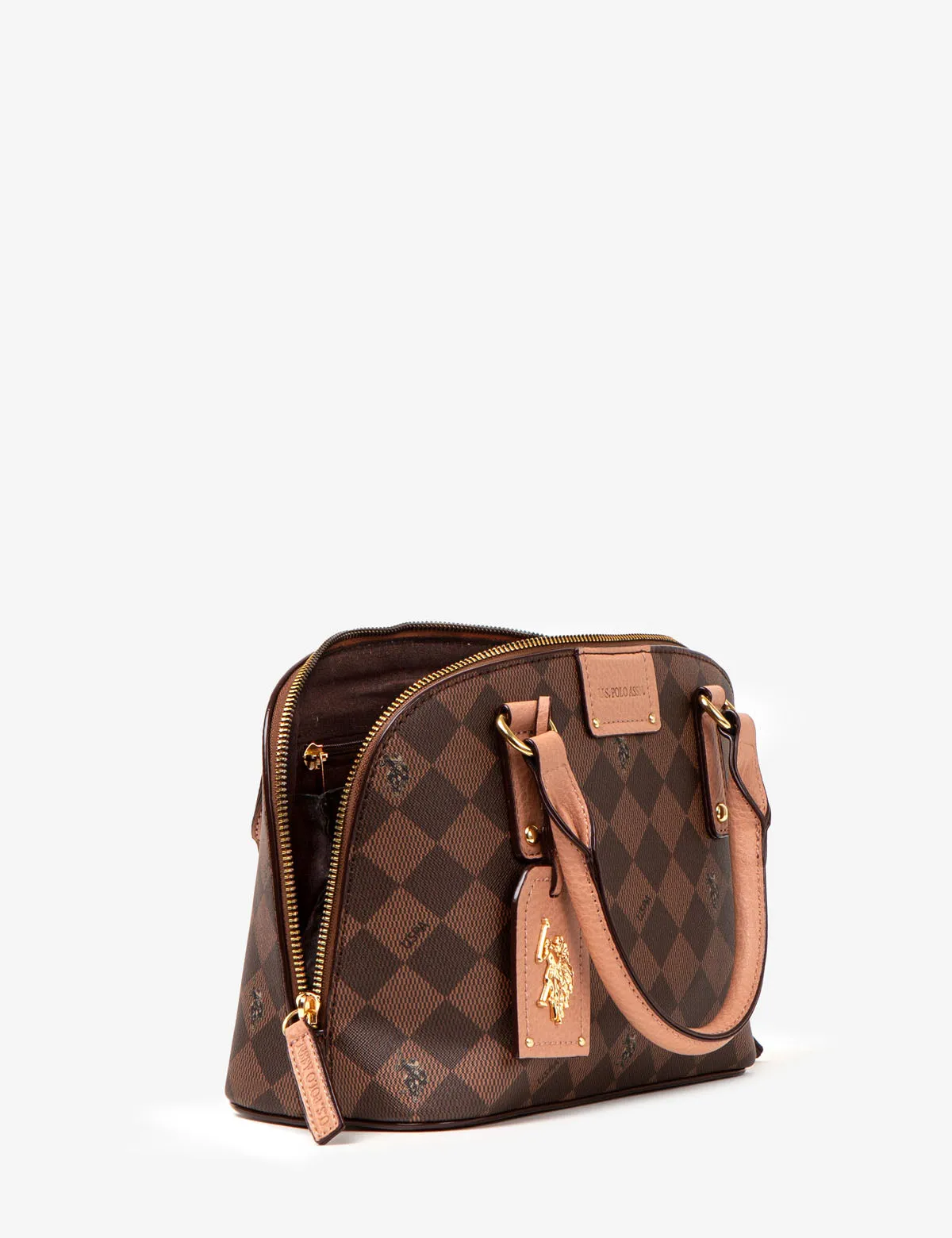 DIAMOND SIGNATURE DOME BAG WITH CROSSBODY STRAP