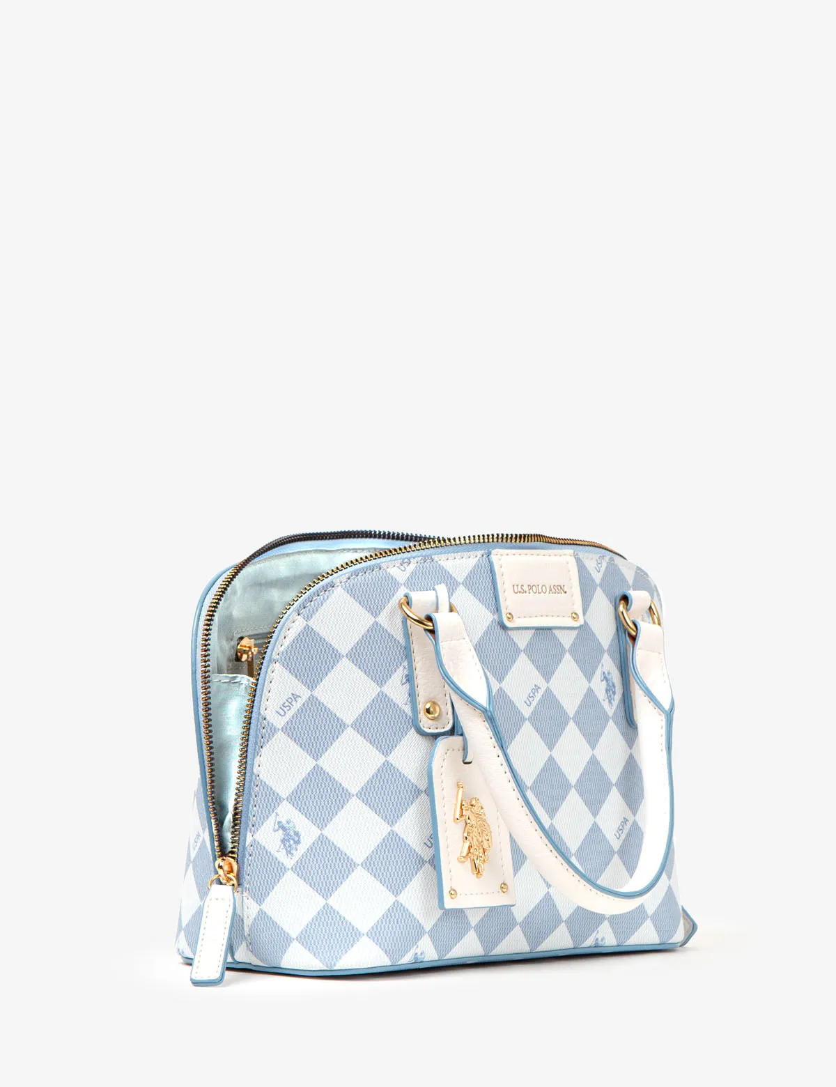 DIAMOND SIGNATURE DOME BAG WITH CROSSBODY STRAP