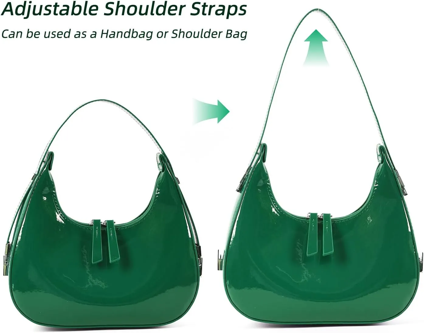 Didida Y2K Moon Bag Women's Crescent Shoulder Bag Retro Handbags Top Handle Patent Leather Cute Small Underarm Bag