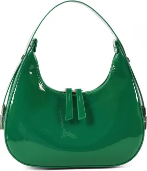 Didida Y2K Moon Bag Women's Crescent Shoulder Bag Retro Handbags Top Handle Patent Leather Cute Small Underarm Bag