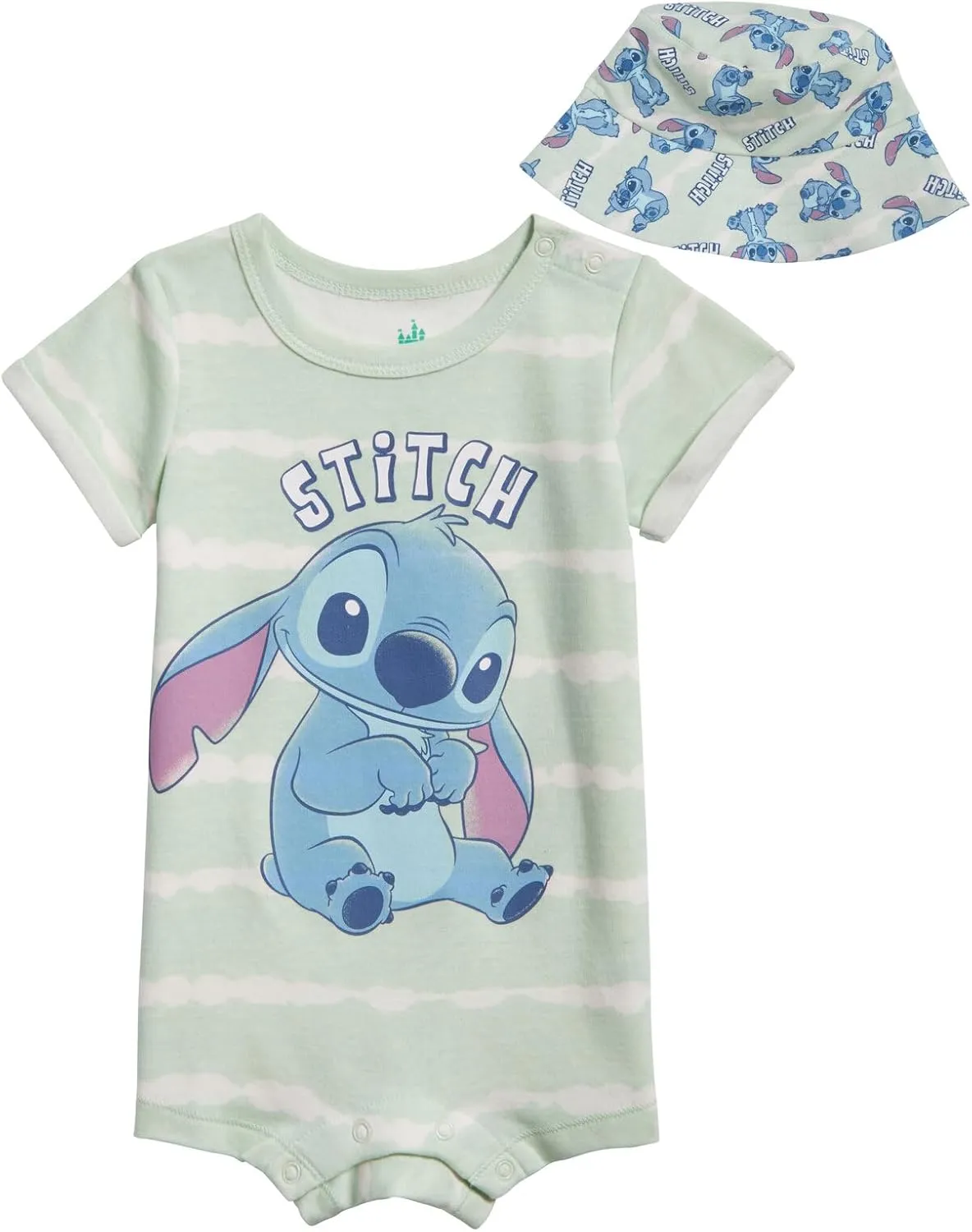 Disney Lion King Mickey Mouse Winnie The Pooh Jack Skellington Lilo & Stitch Baby Romper & Bucket Sun Hat Newborn to Infant