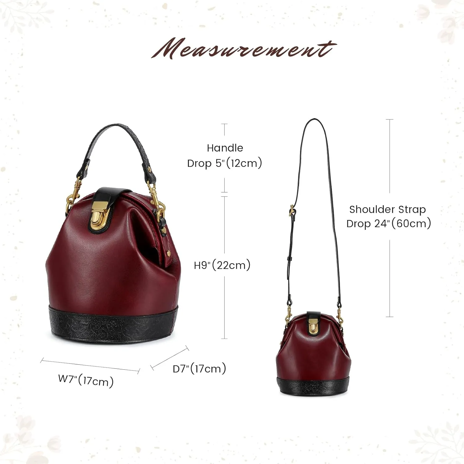Doctor Bucket Crossbody Handbag | Luxurious and Versatile Bag for Women | Genuine Cowhide Leather