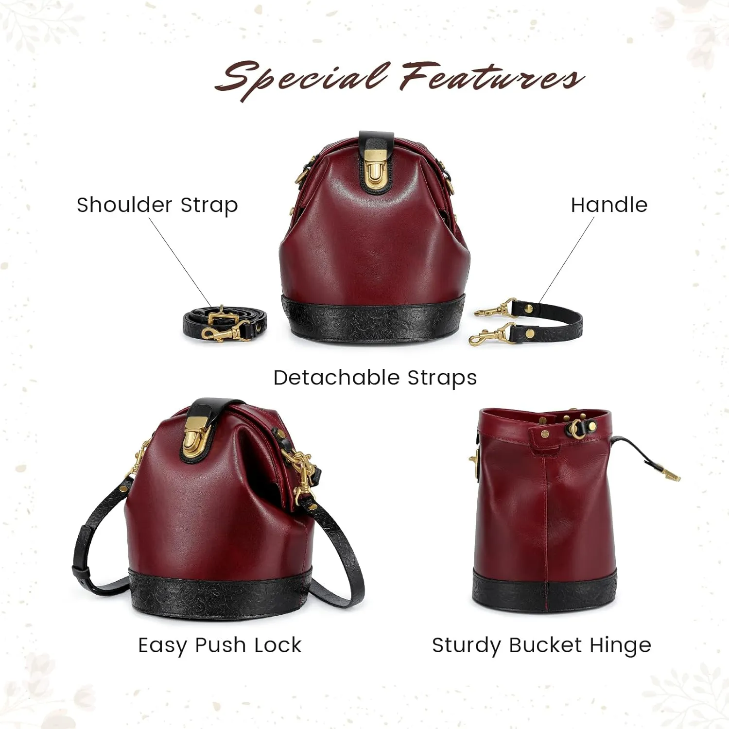 Doctor Bucket Crossbody Handbag | Luxurious and Versatile Bag for Women | Genuine Cowhide Leather