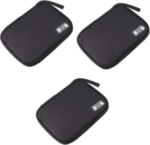 DOITOOL USB Cable 3pcs Digital Bag Backpack Organizer Cable Storage Bag Digital Carrying Pouch Travel Mobile Power USB, Black, 23×16CM