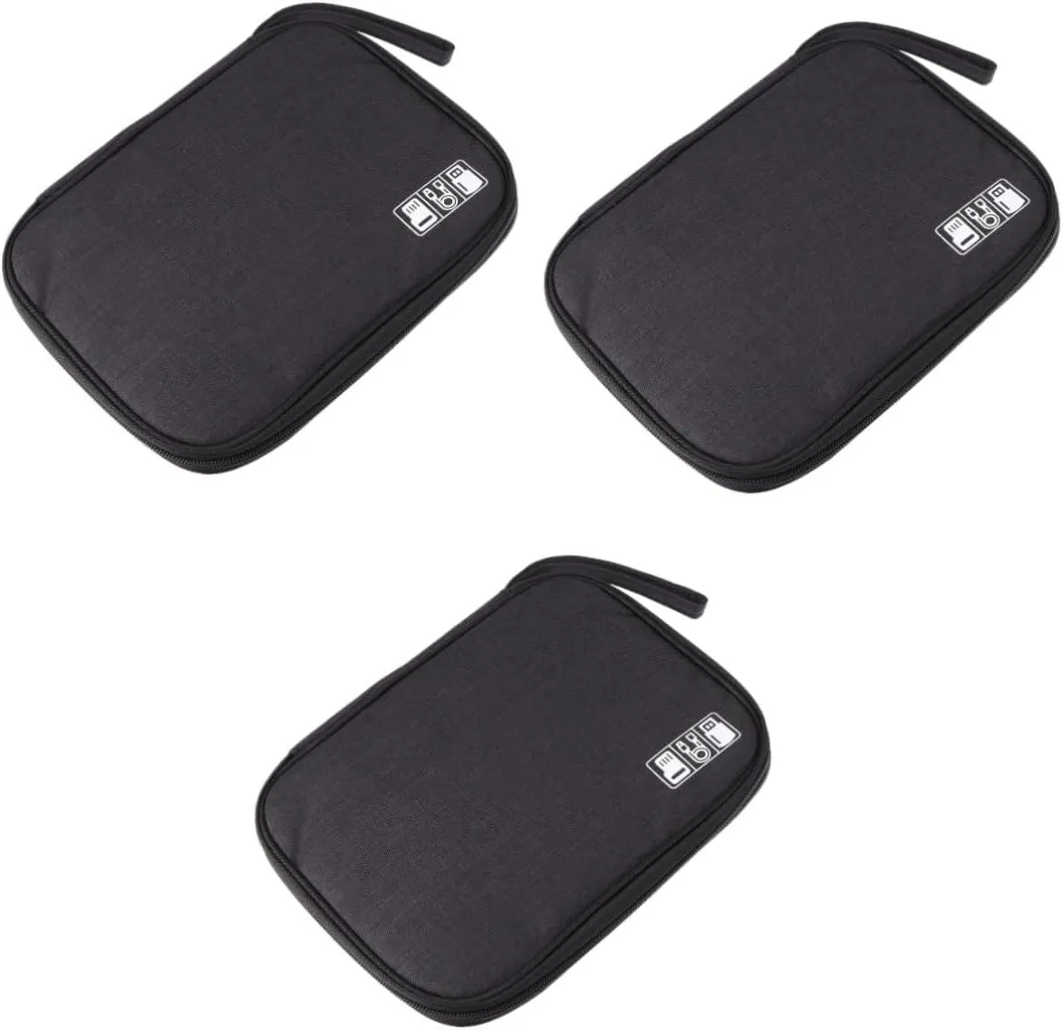 DOITOOL USB Cable 3pcs Digital Bag Backpack Organizer Cable Storage Bag Digital Carrying Pouch Travel Mobile Power USB, Black, 23×16CM