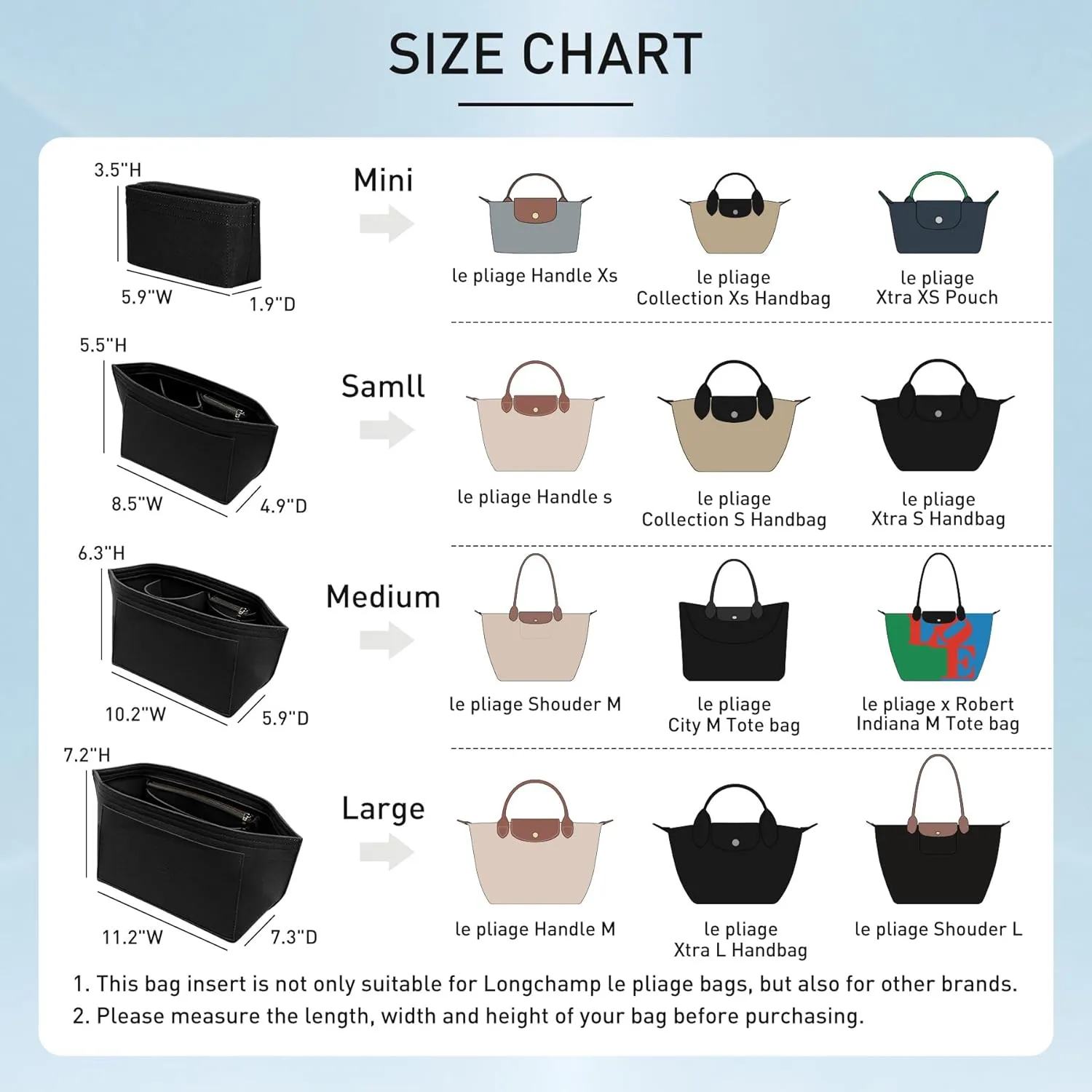Doxo Longchamp Organizer Insert Bag Compatible with Le Pliage Large Tote Handbags,Purse Organizer with Cup Holder(L,Black)
