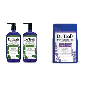 Dr Teal's Body Wash & Epsom Salt Soak Bundle - Relax & Relief and Soothe & Sleep Scents (2 Items)