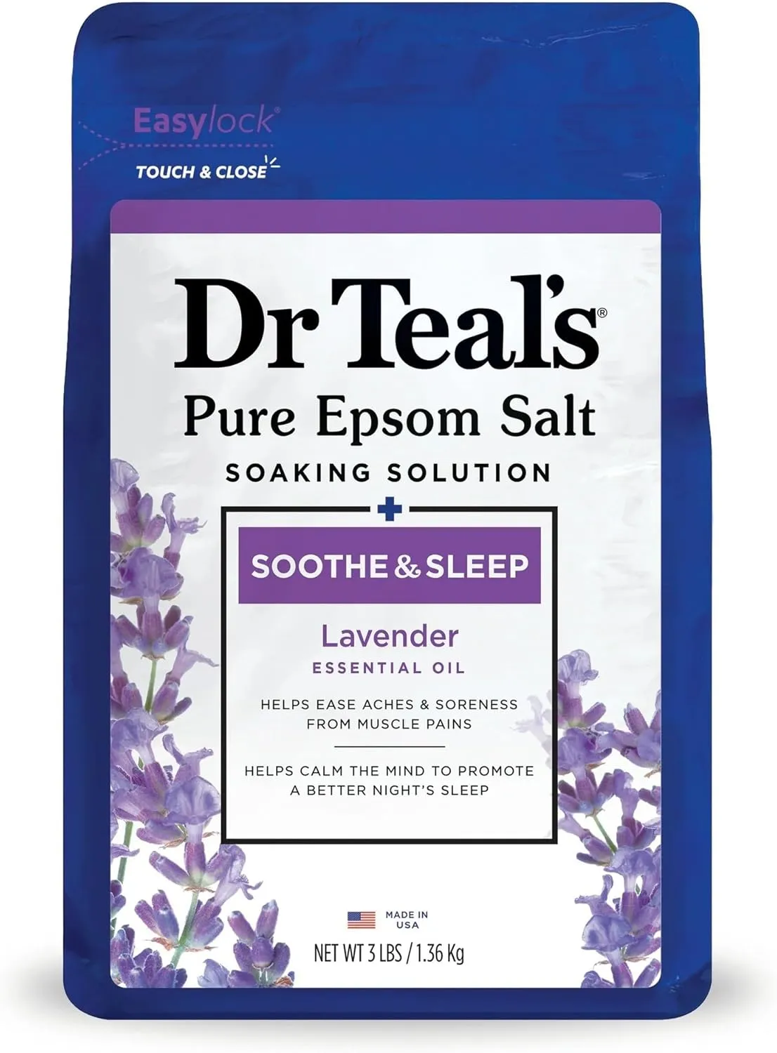 Dr Teal's Pure Epsom Salt Soothe & Sleep Lavender Soaking Solution (3 lbs, 3 pk)