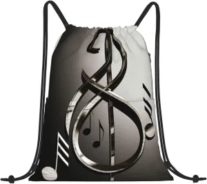 Drawstring Backpack Gym Bag Cinch Bag Draw String Back Bag Music Symbol Drawstring Bags for Travel