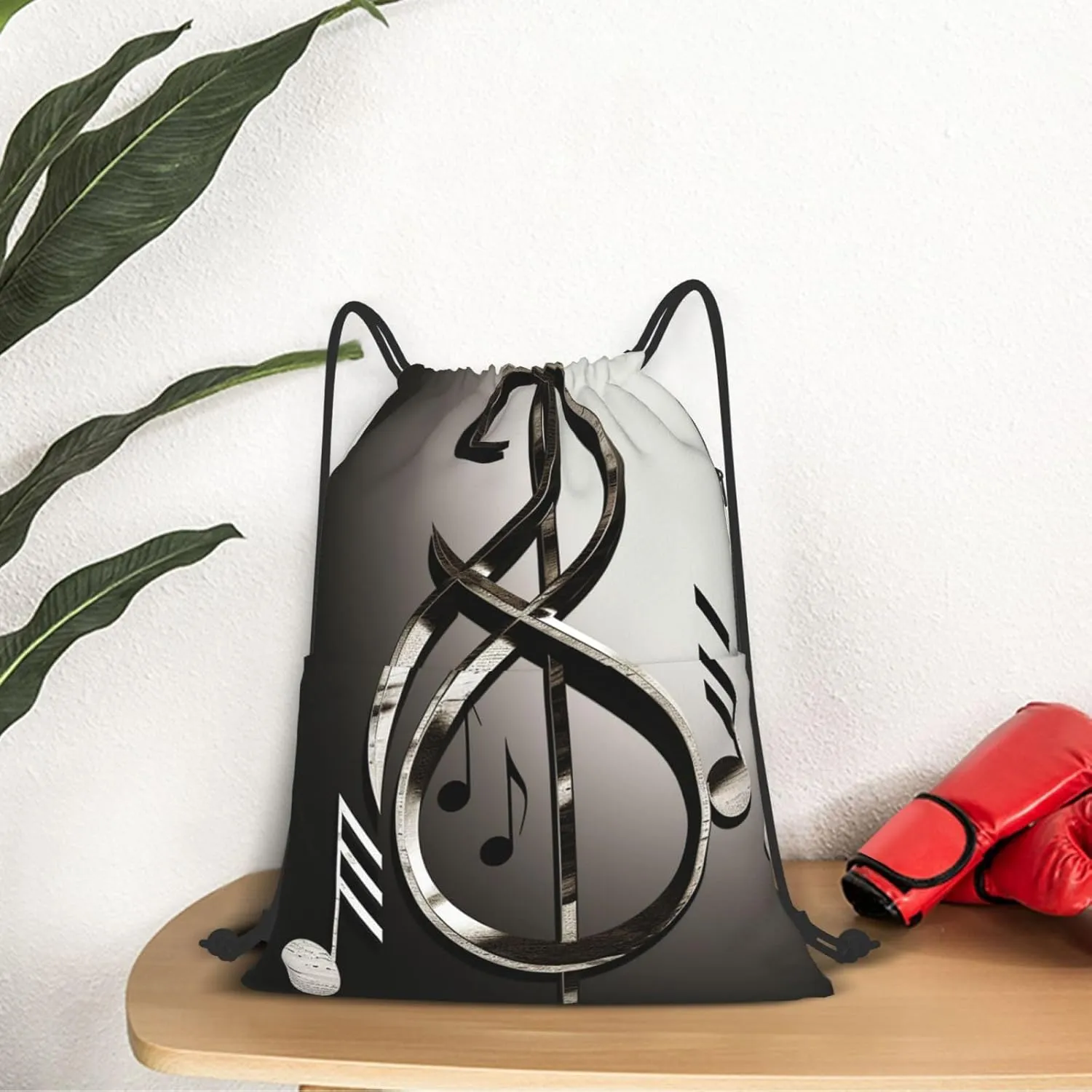 Drawstring Backpack Gym Bag Cinch Bag Draw String Back Bag Music Symbol Drawstring Bags for Travel