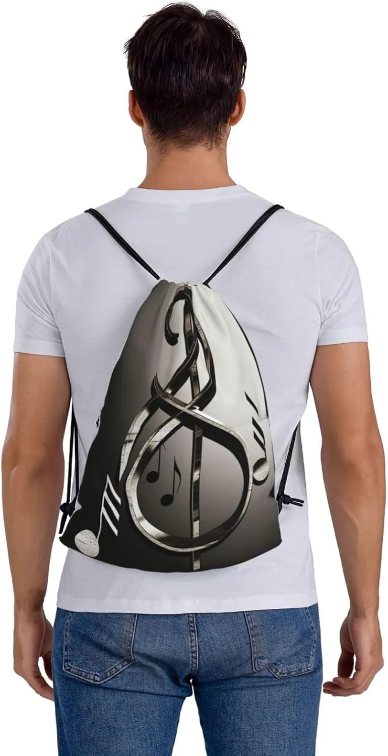 Drawstring Backpack Gym Bag Cinch Bag Draw String Back Bag Music Symbol Drawstring Bags for Travel