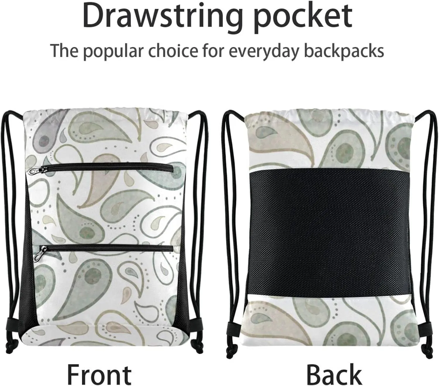 Drawstring Backpack String Bag Gym Drawstring Bags for Men Women Sports Travel Swimming Beach Shopping Yoga Oriental Totem
