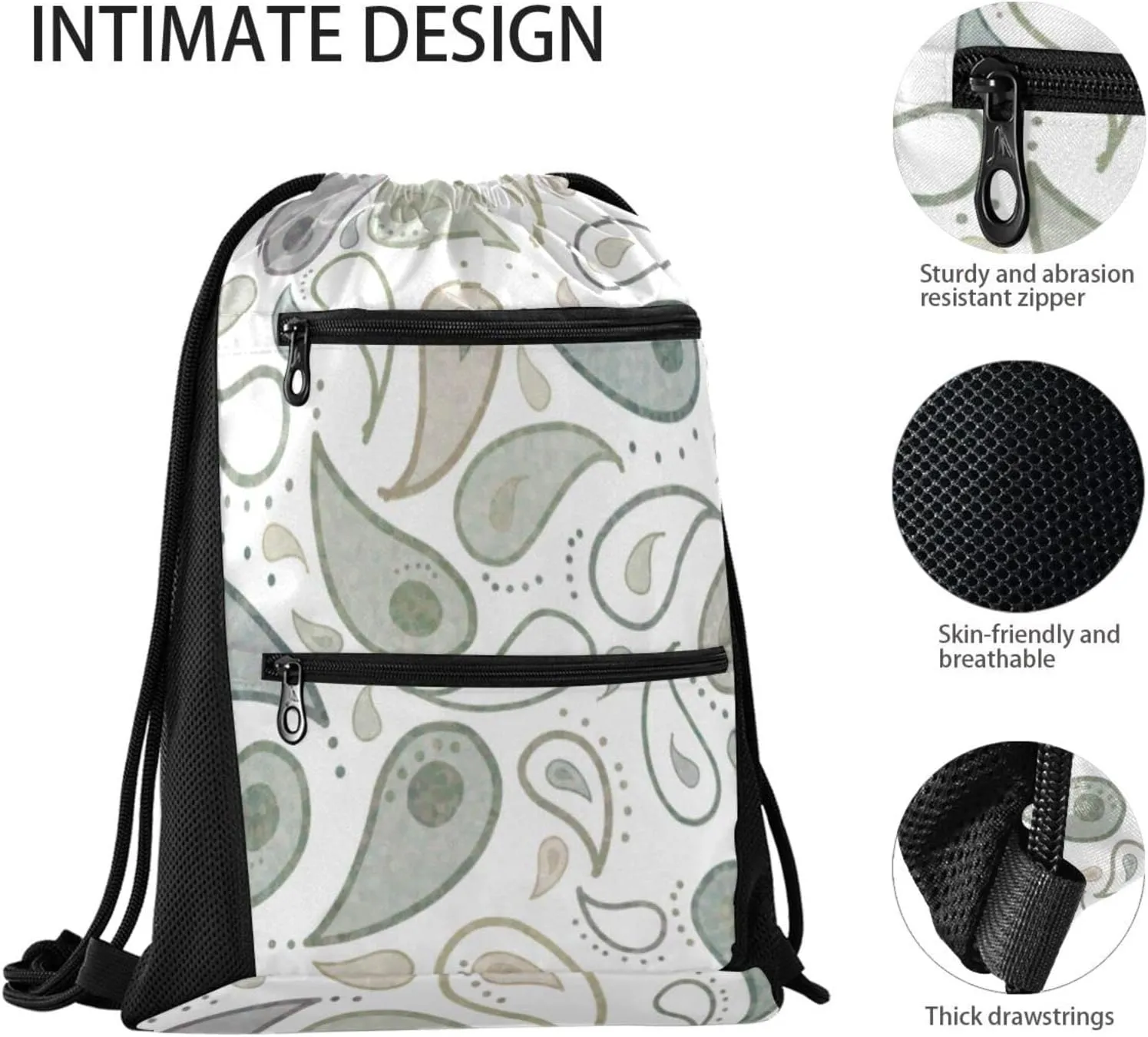 Drawstring Backpack String Bag Gym Drawstring Bags for Men Women Sports Travel Swimming Beach Shopping Yoga Oriental Totem