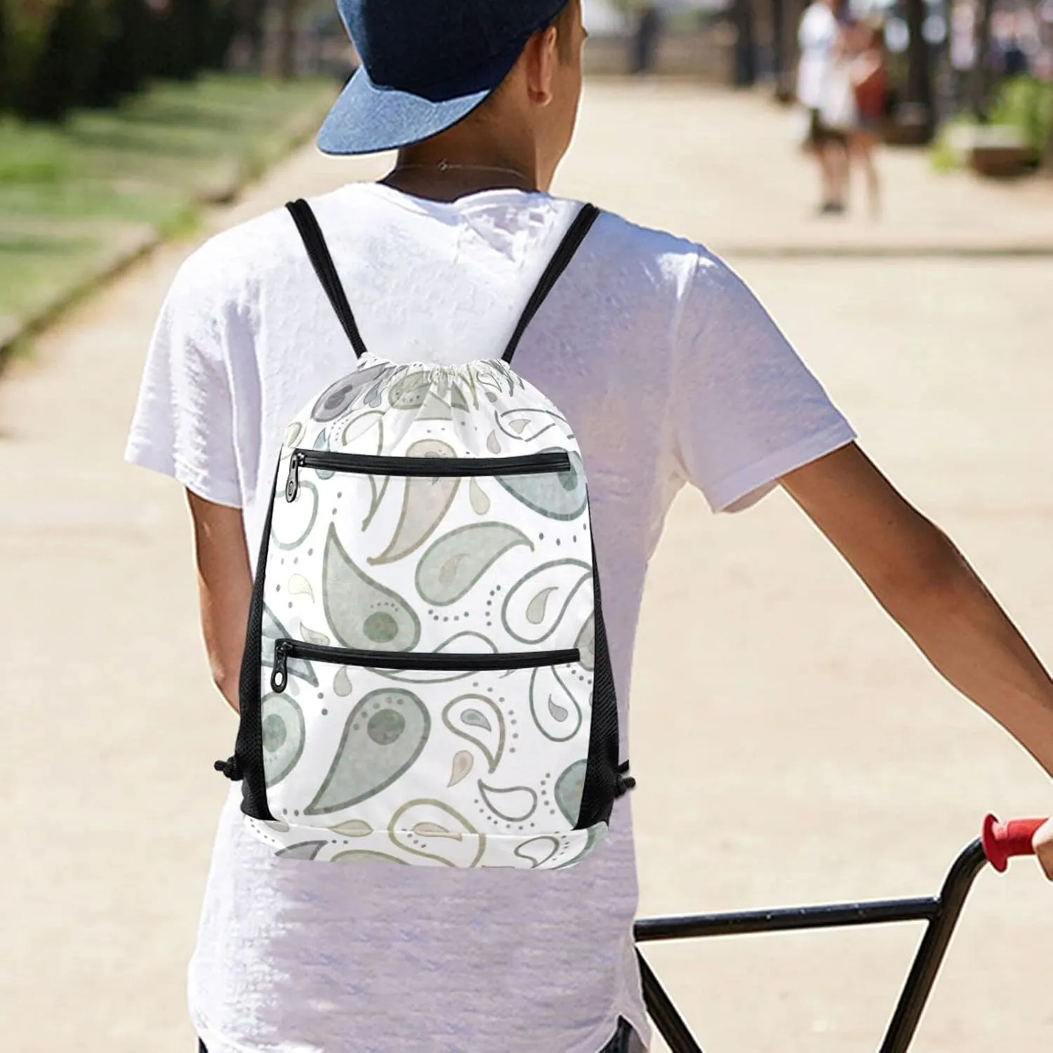 Drawstring Backpack String Bag Gym Drawstring Bags for Men Women Sports Travel Swimming Beach Shopping Yoga Oriental Totem