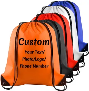 Drawstring Backpacks Bulk Personalized Drawstring Bag with Picture/Text/Logo Customize Nylon Bag for Sports Gym (Drawstring Backpacks)