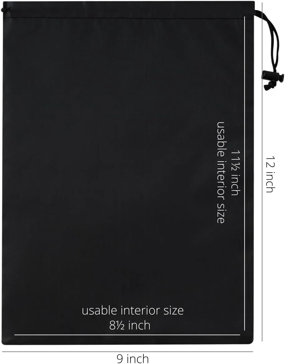 Drawstring Bag with Toggle - Nylon Cinch and Ditty Pouch - Six Pack (Black, 9 x 12 Inch)