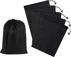 Drawstring Bag with Toggle - Nylon Cinch and Ditty Pouch - Six Pack (Black, 9 x 12 Inch)