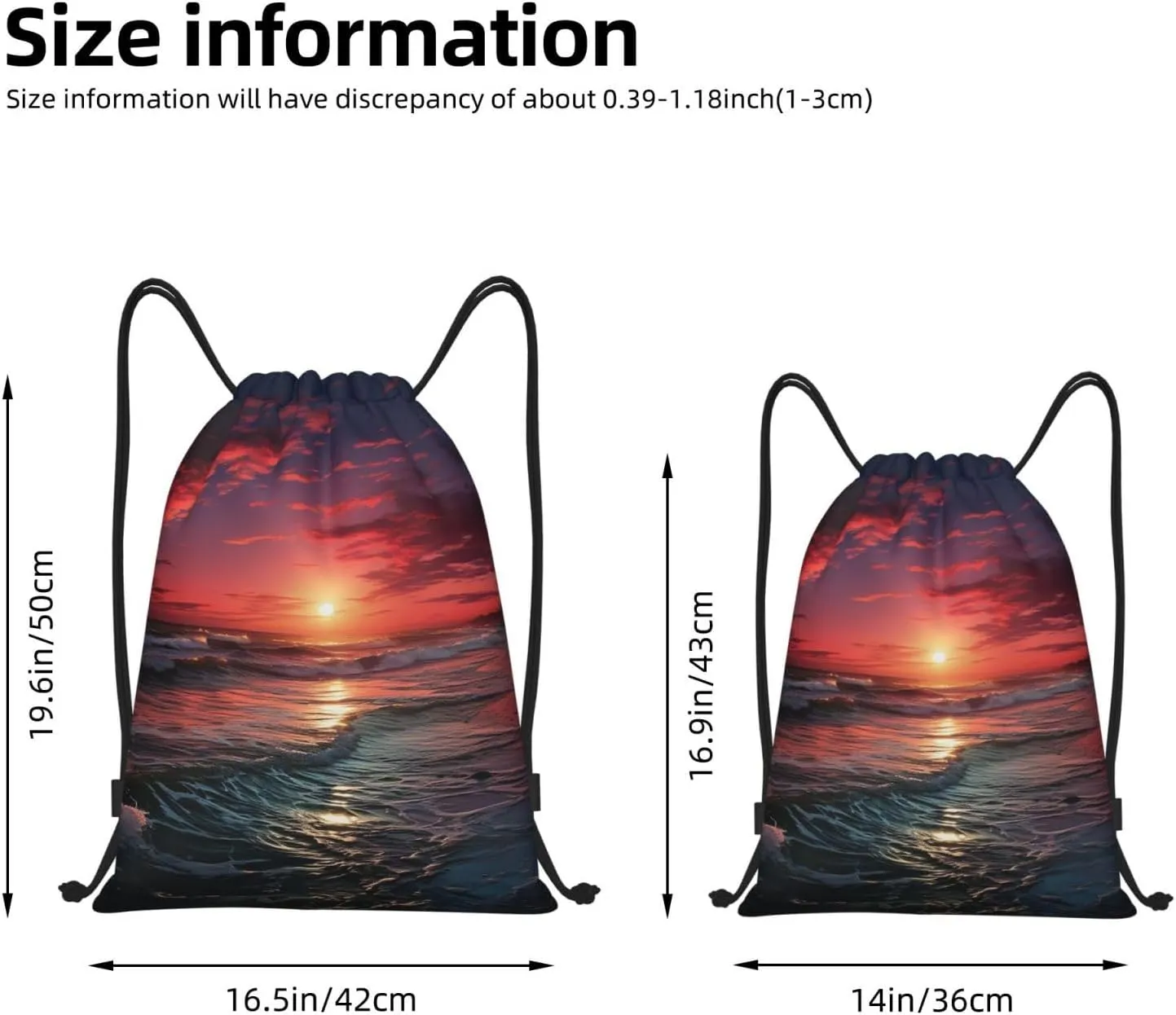 Drawstring Gym Backpack Ocean Art Warm Twilight Sports String Bag Water Resistan Beach Swim Travel Sackpack