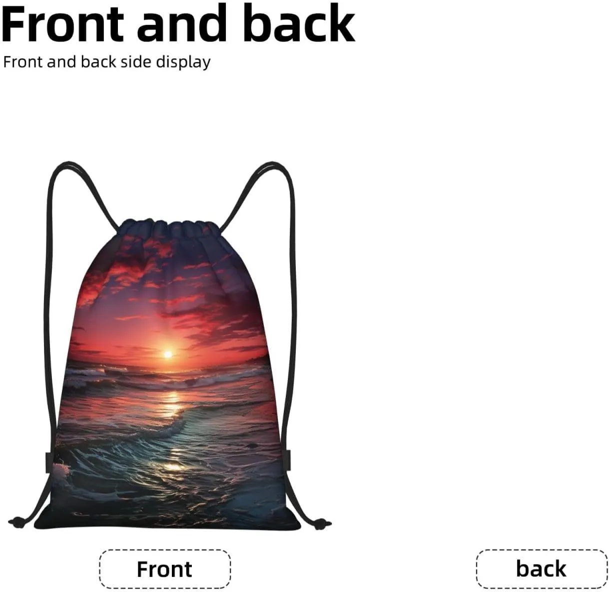 Drawstring Gym Backpack Ocean Art Warm Twilight Sports String Bag Water Resistan Beach Swim Travel Sackpack