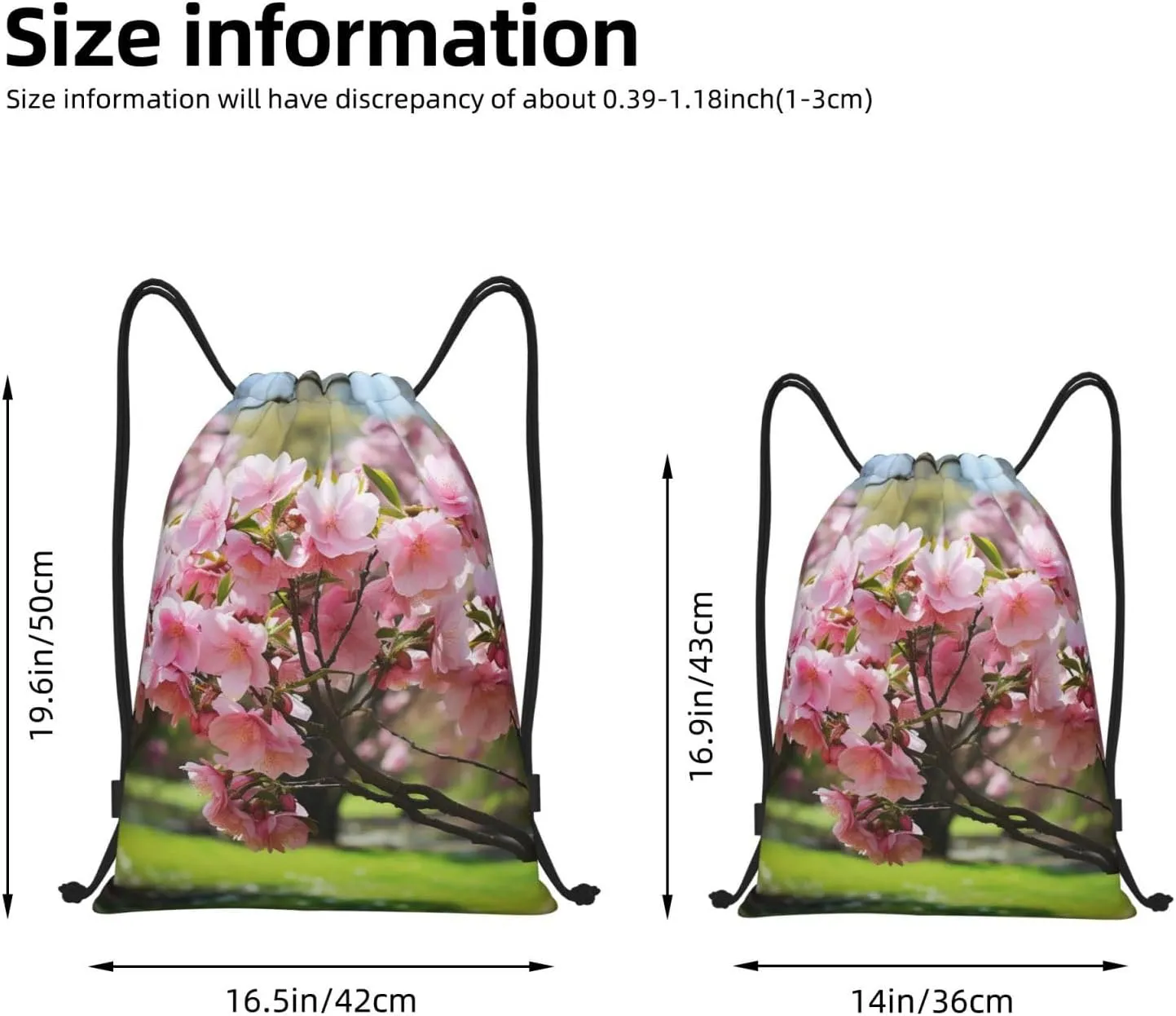 Drawstring Gym Backpack Peach Blossom Sports String Bag Water Resistan Beach Swim Travel Sackpack