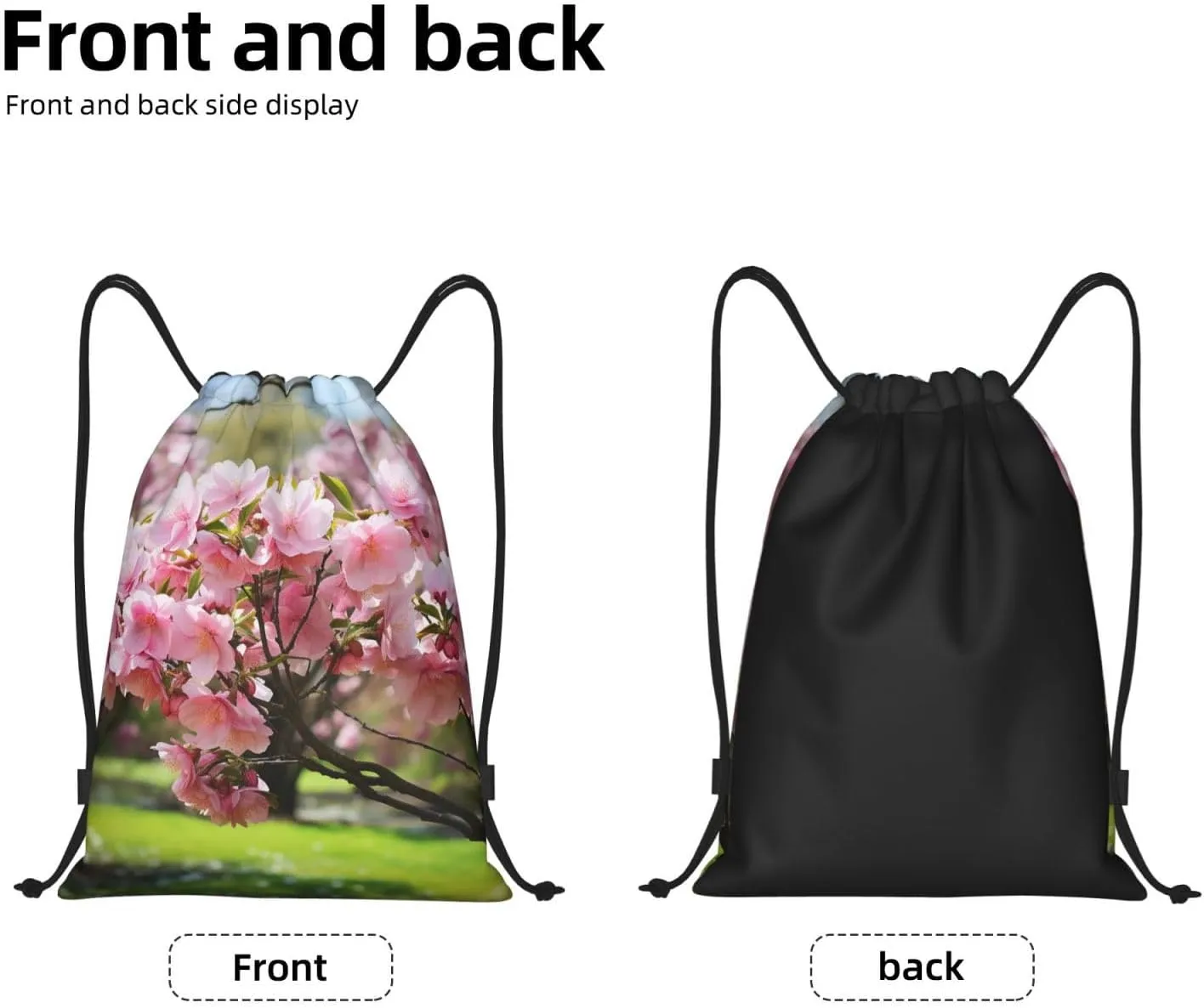 Drawstring Gym Backpack Peach Blossom Sports String Bag Water Resistan Beach Swim Travel Sackpack