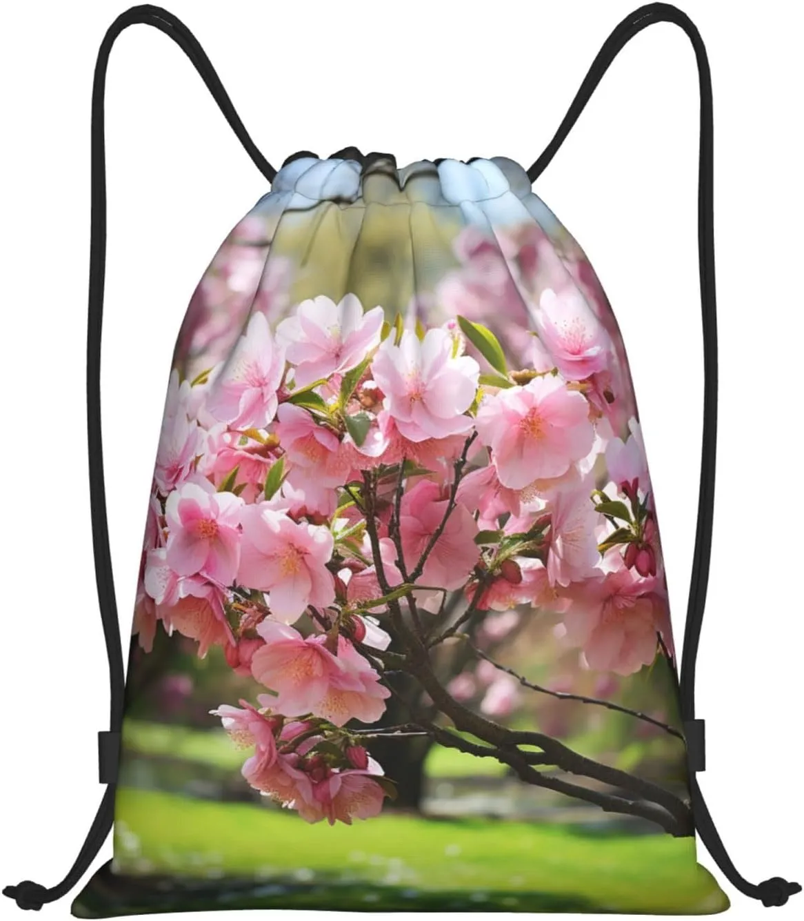 Drawstring Gym Backpack Peach Blossom Sports String Bag Water Resistan Beach Swim Travel Sackpack