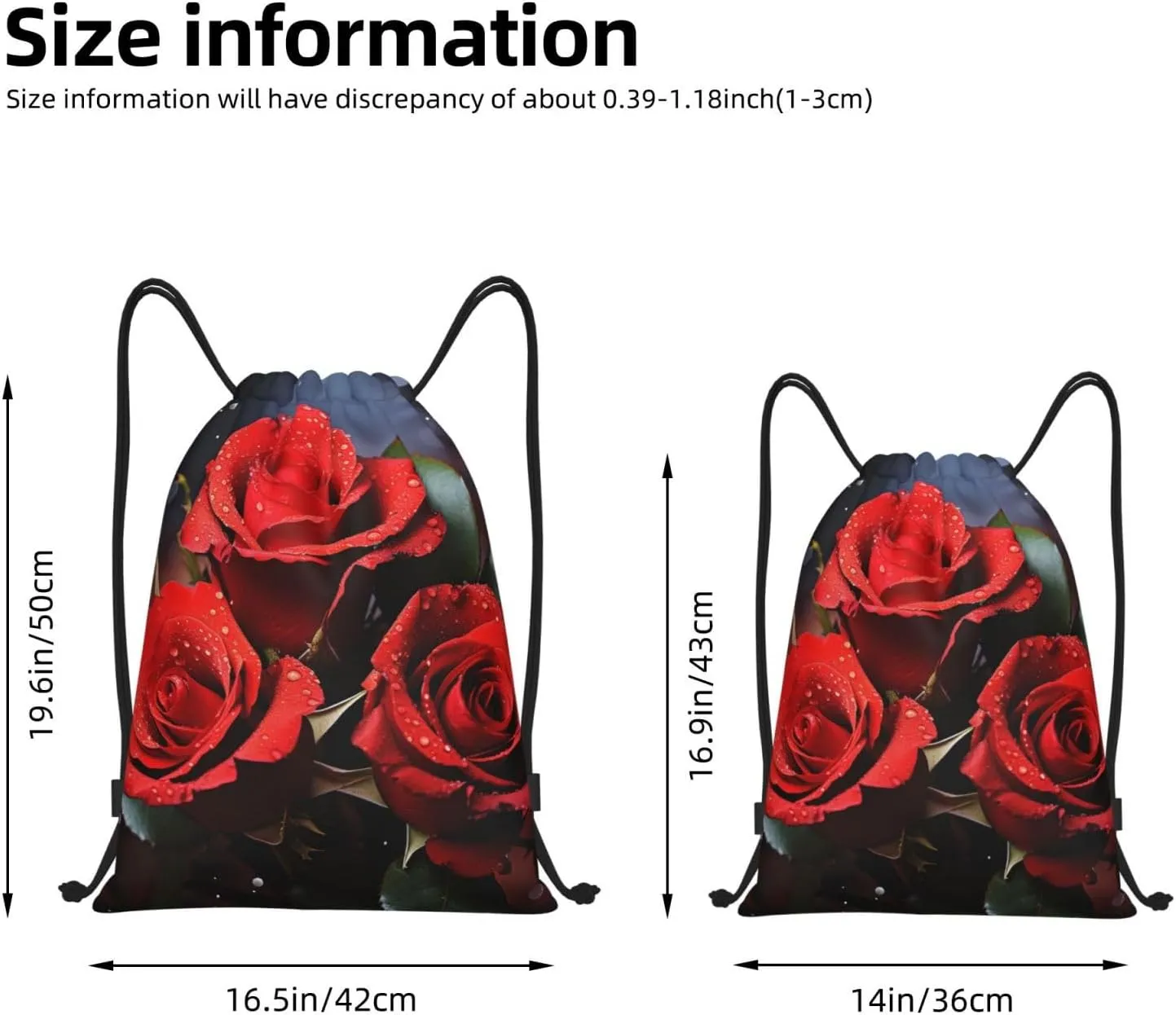 Drawstring Gym Backpack Romantic Red Roses Sports String Bag Water Resistan Beach Swim Travel Sackpack