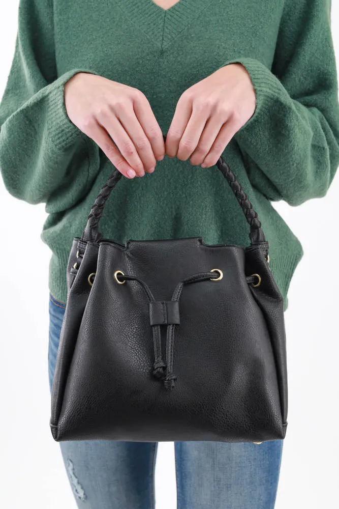 Drawstring Hobo Handbag -Taupe