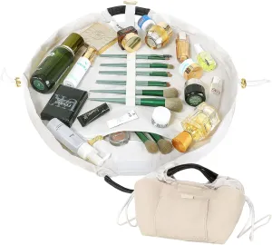Drawstring Makeup Bag Organizer (Beige)