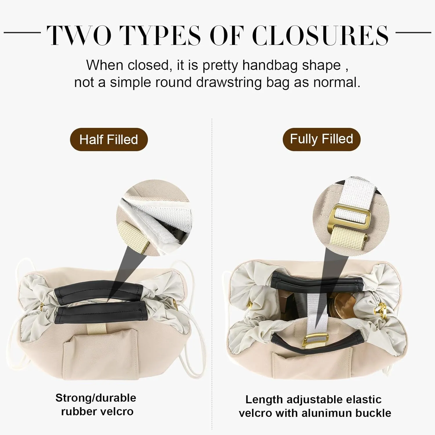 Drawstring Makeup Bag Organizer (Beige)