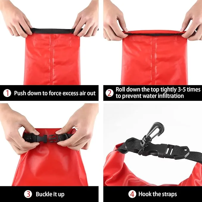 Dual Waterproof First Aid Kit Boat Emergency Kit with Buckles for Fishing Kayaking Boating Swimming Camping Rafting Beach Red