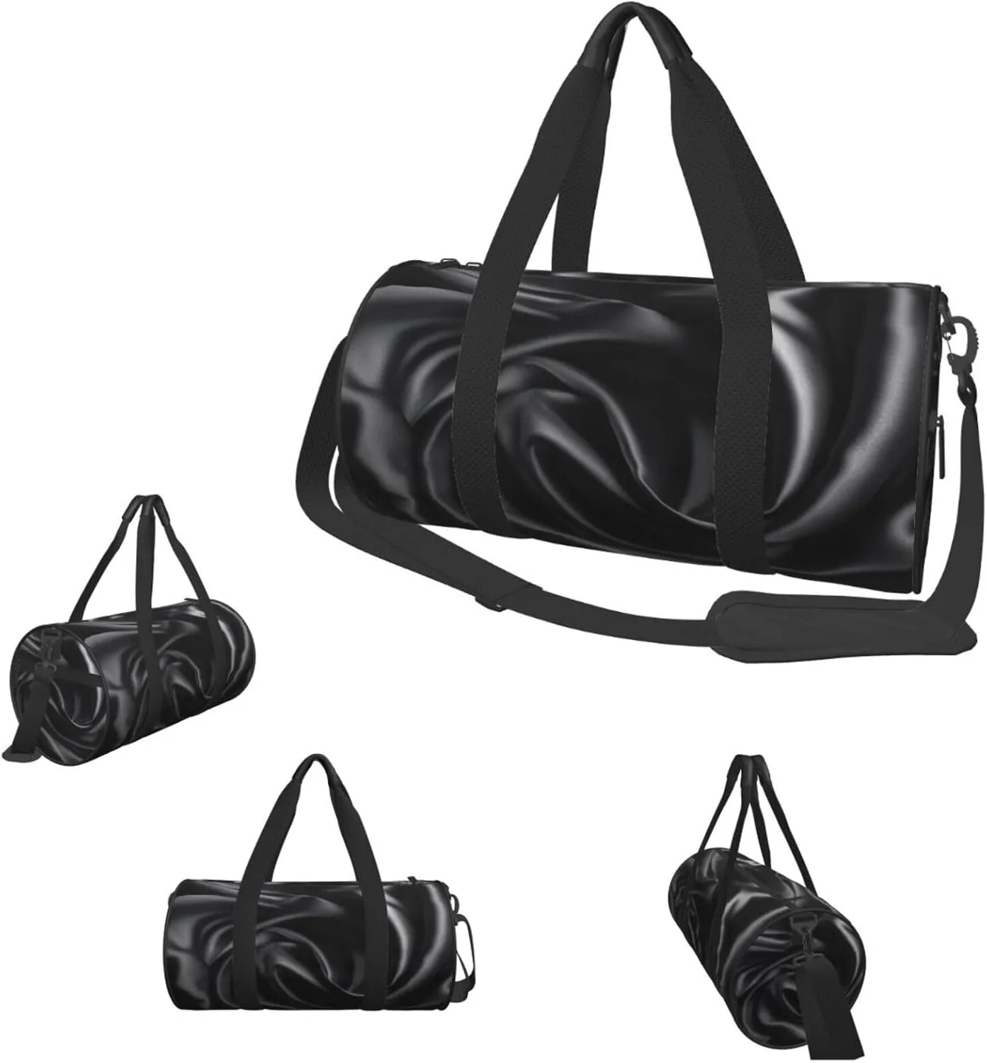 Duffle Bags Black silk Wrinkle Gym Bag for Men Women Waterproof Travel Duffle Bags Convertible Carry on Garment Bag for Travel Sports