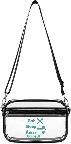 Eat Sleep Gains Repeat Clear Stadium Bag Clear Mini Messenger Bags with 2 Compartments Crossbody Bag