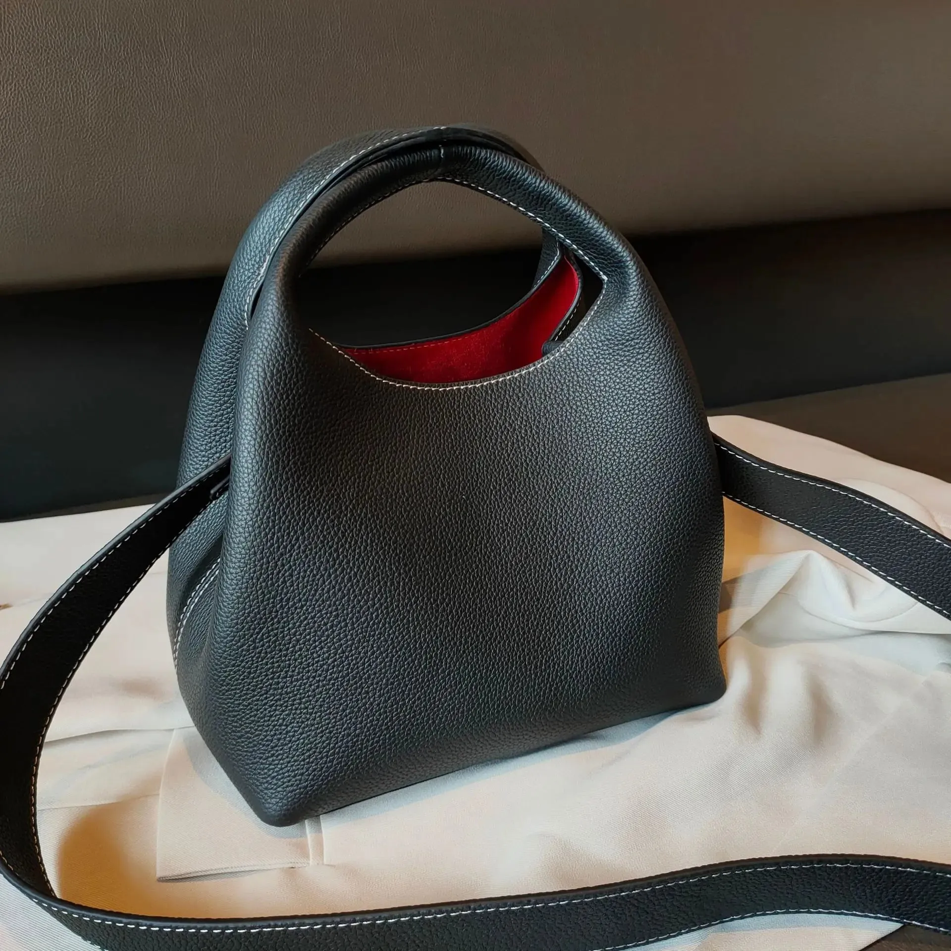 Elaine Two Color Leather Tote