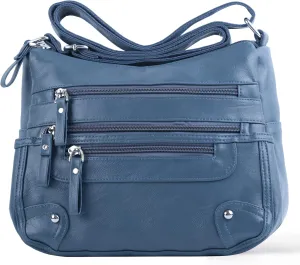 ELDA 10 Pockets Crossbody Purses for Women Medium Pocketbooks Lightweight Ladies Satchel Bag Multi Pocket Shoulder Handbag