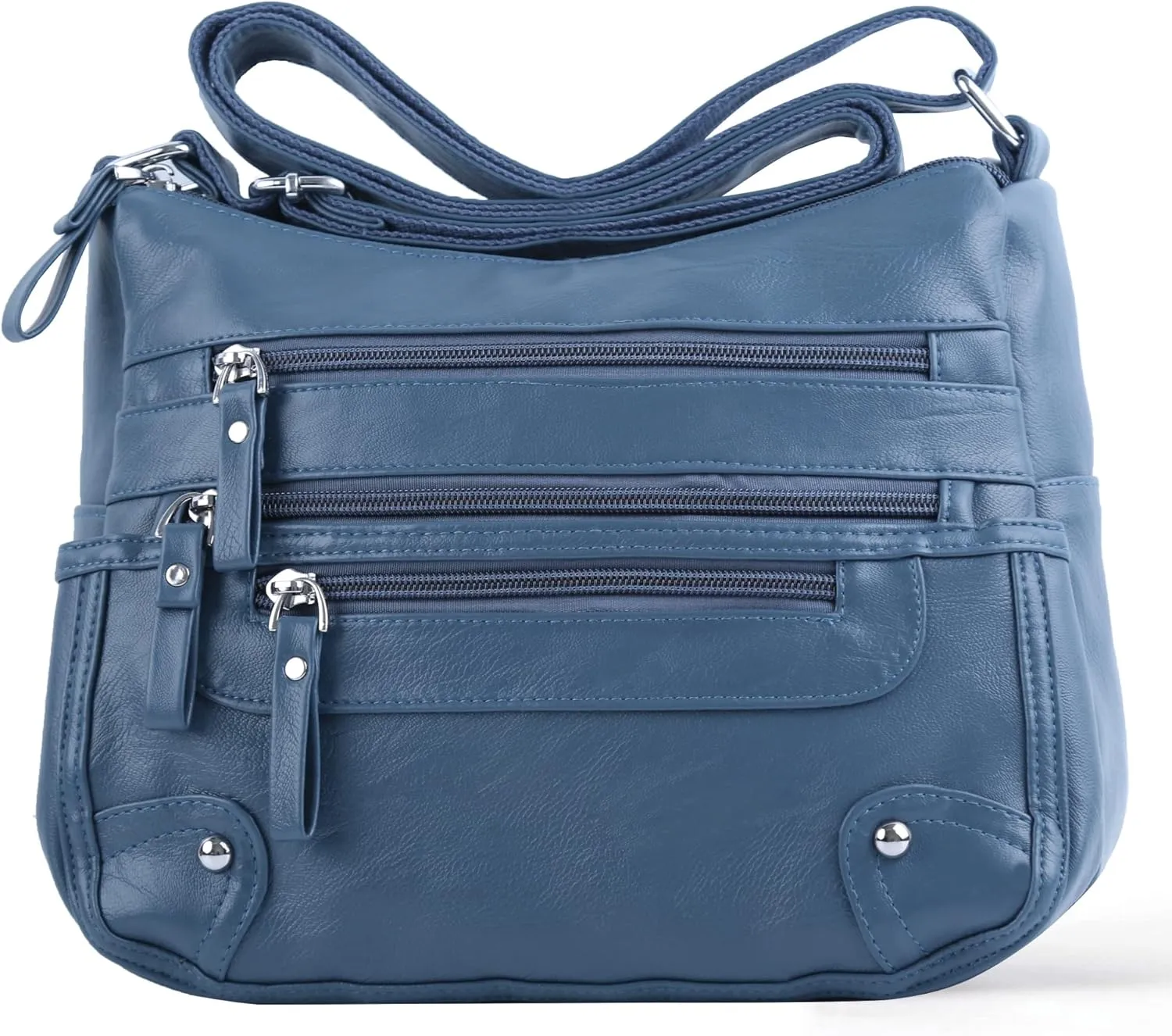 ELDA 10 Pockets Crossbody Purses for Women Medium Pocketbooks Lightweight Ladies Satchel Bag Multi Pocket Shoulder Handbag