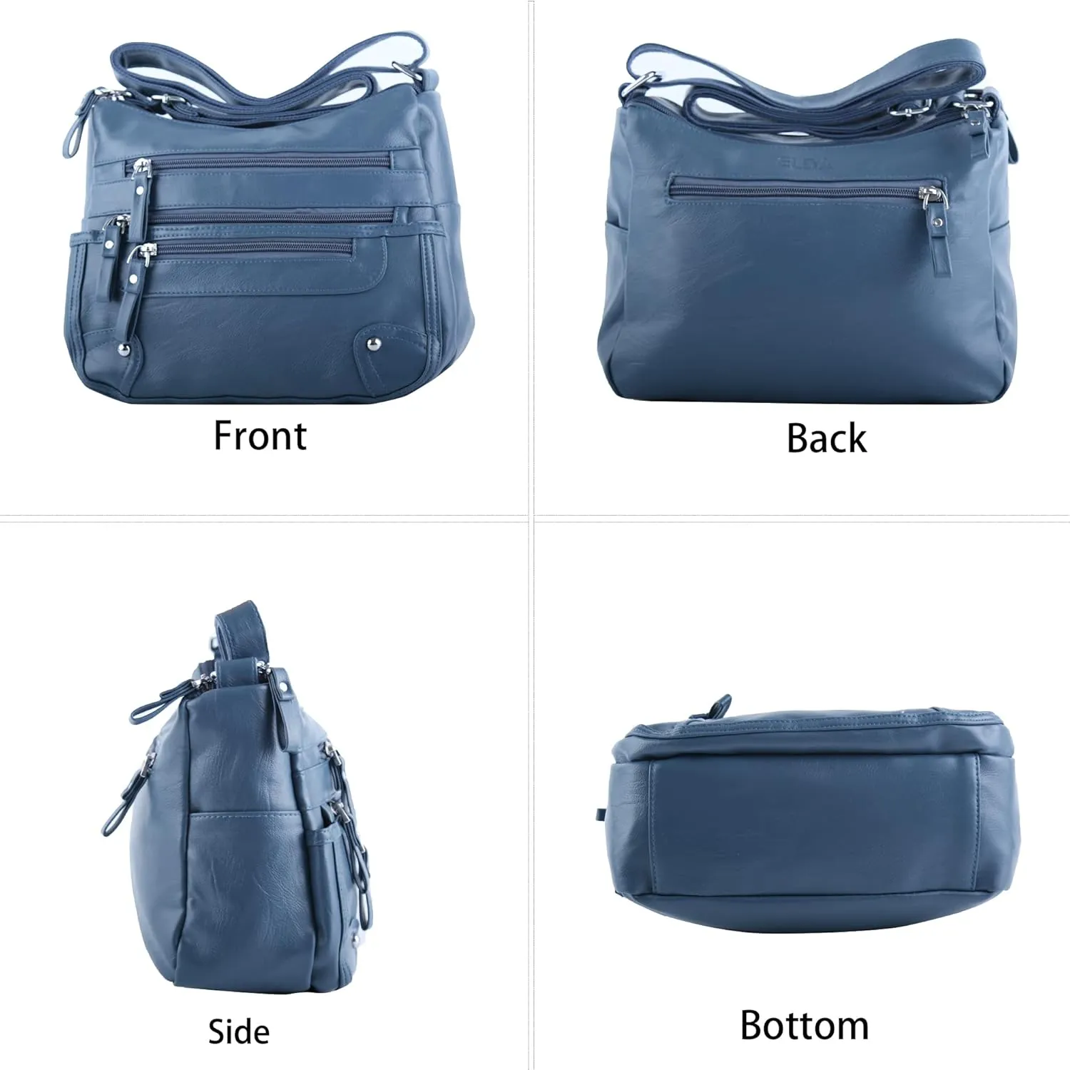ELDA 10 Pockets Crossbody Purses for Women Medium Pocketbooks Lightweight Ladies Satchel Bag Multi Pocket Shoulder Handbag