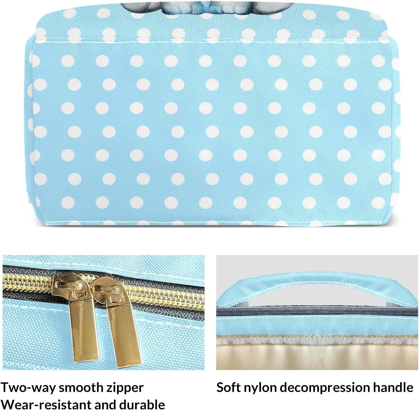 Elephant Wave Point Blue Diaper Bags Backpack Customized Baby Bag Nursing Nappy Bag Travel Tote Gifts for Women