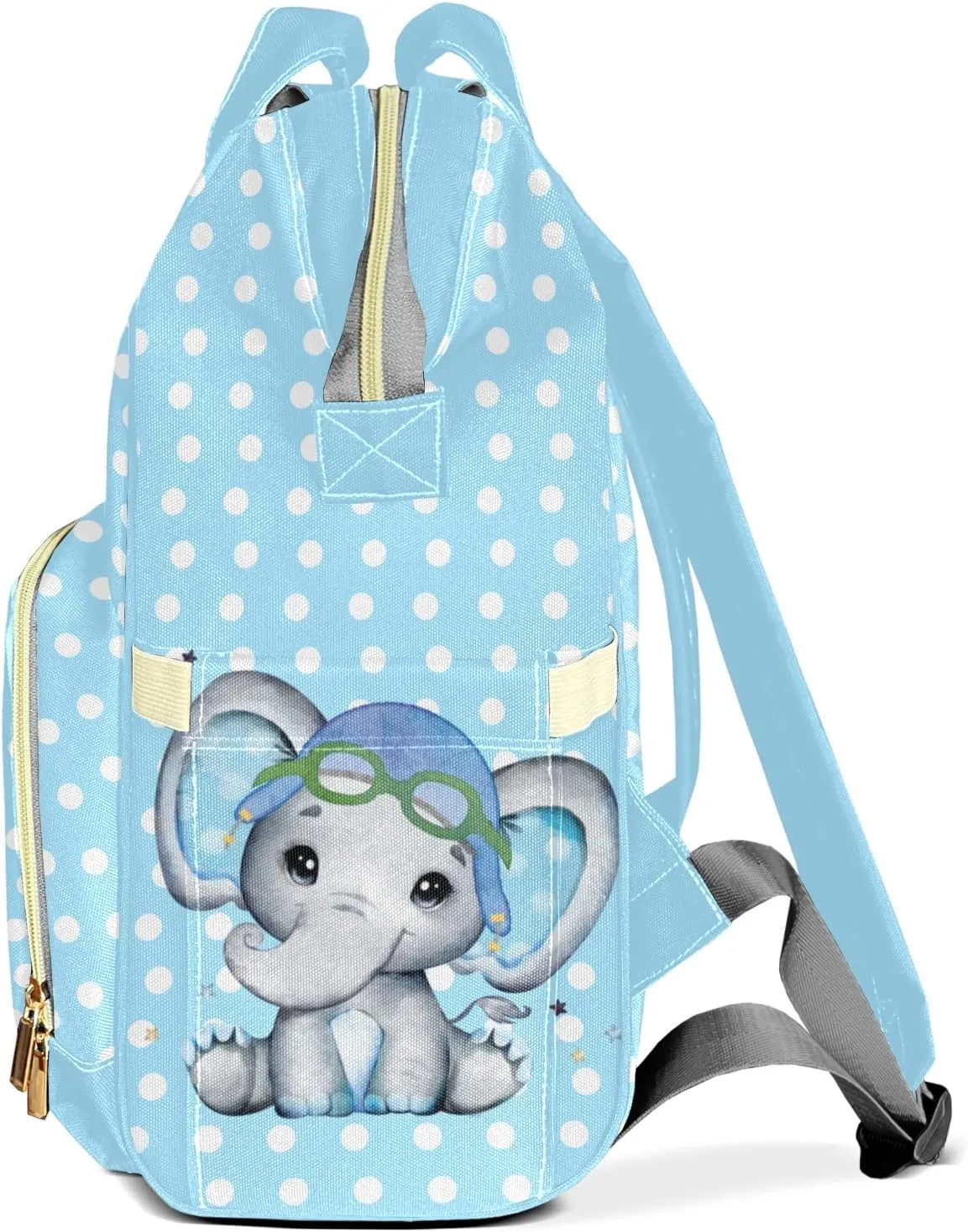 Elephant Wave Point Blue Diaper Bags Backpack Customized Baby Bag Nursing Nappy Bag Travel Tote Gifts for Women