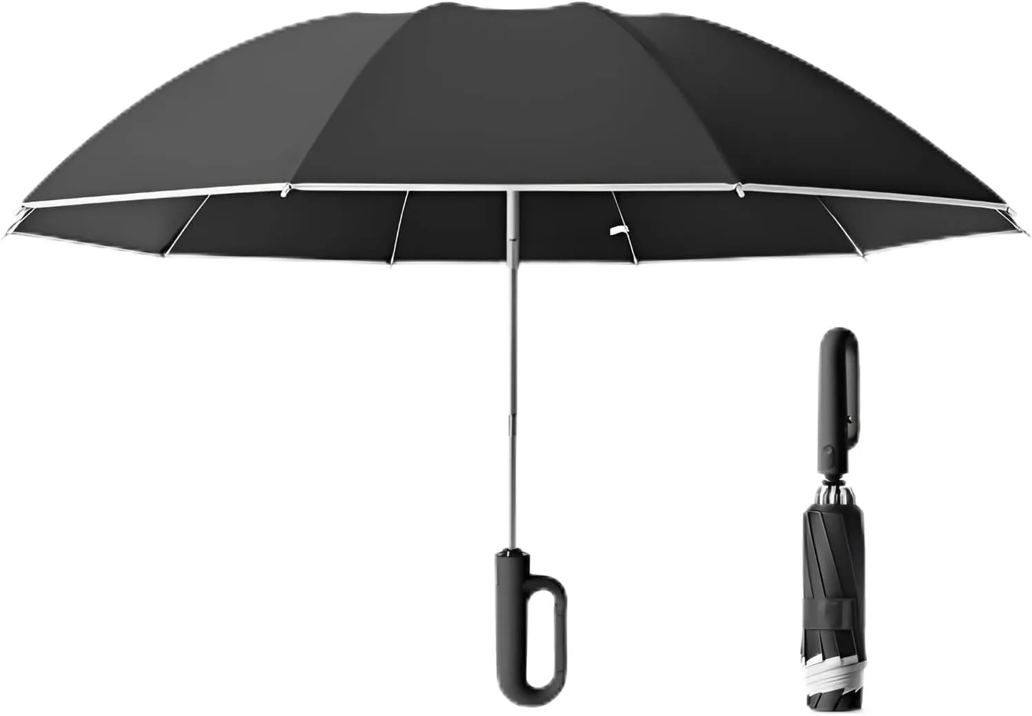 Ellniges]【Reverse Umbrella Auto Open/Close with Hook Strap - Large Windproof Travel Umbrella, 43" Rain Protection for Outdoor, Lightweight Folding Design with 10 Steel Shaft