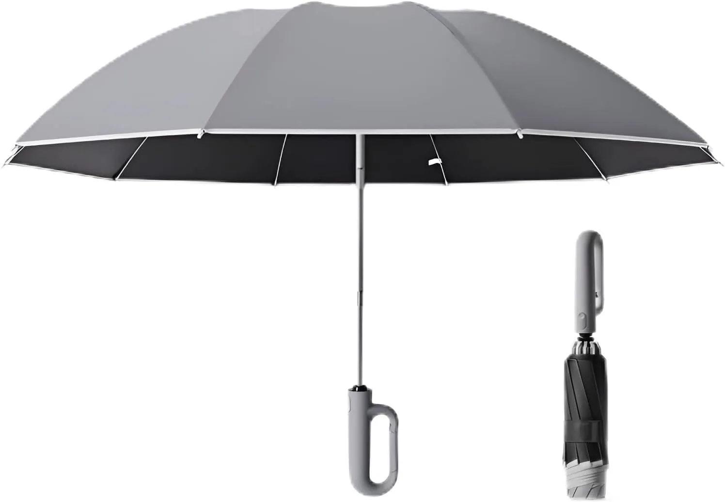 Ellniges]【Reverse Umbrella Auto Open/Close with Hook Strap - Large Windproof Travel Umbrella, 43" Rain Protection for Outdoor, Lightweight Folding Design with 10 Steel Shaft