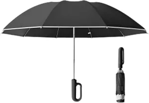 Ellniges]【Reverse Umbrella Auto Open/Close with Hook Strap - Large Windproof Travel Umbrella, 43" Rain Protection for Outdoor, Lightweight Folding Design with 10 Steel Shaft