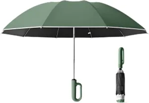 Ellniges]【Reverse Umbrella Auto Open/Close with Hook Strap - Large Windproof Travel Umbrella, 43" Rain Protection for Outdoor, Lightweight Folding Design with 10 Steel Shaft