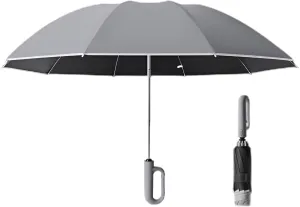 Ellniges]【Reverse Umbrella Auto Open/Close with Hook Strap - Large Windproof Travel Umbrella, 43" Rain Protection for Outdoor, Lightweight Folding Design with 10 Steel Shaft