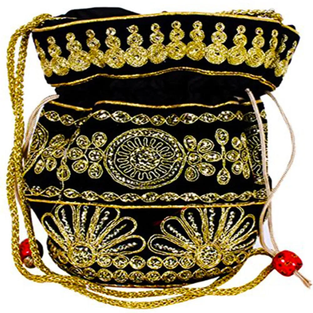 Embroidered Jardoshi Polti Bag Black