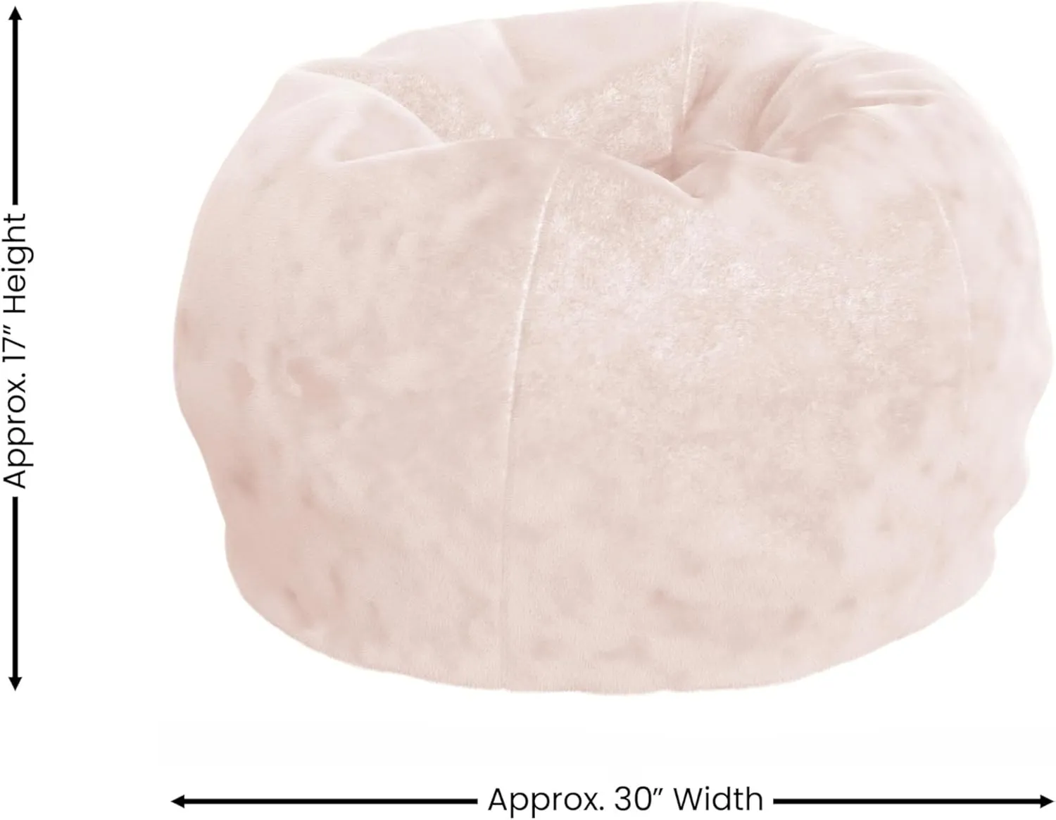 EMMA   OLIVER Daisy Small Blush Furry Bean Bag Chair for Kids and Teens