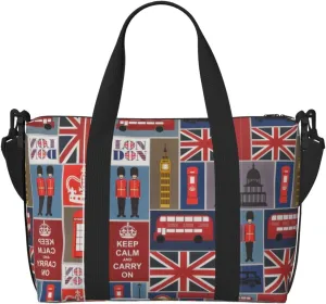 England Symbols print Womens travel bags, weekender carry on for women, sports Gym Bag, Overnight Carry on Bag